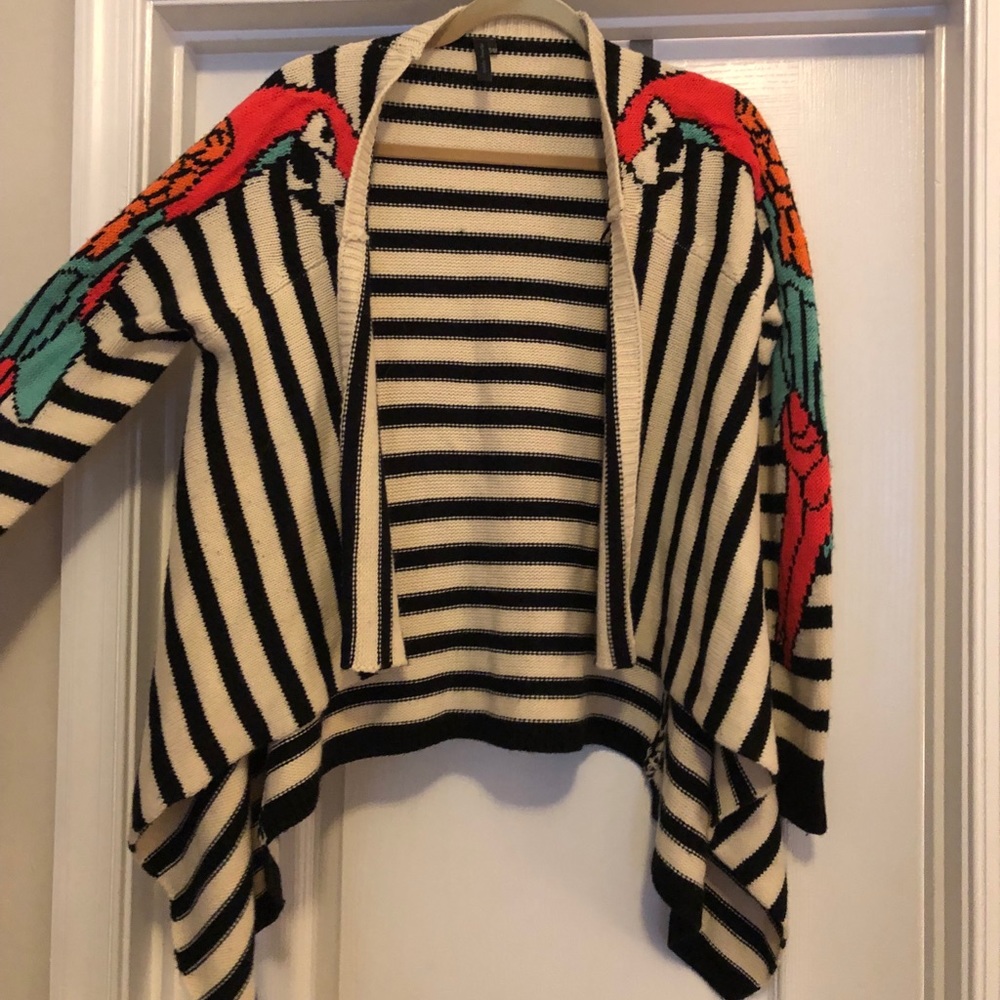 Boutique Knit Cardigan with Parrots